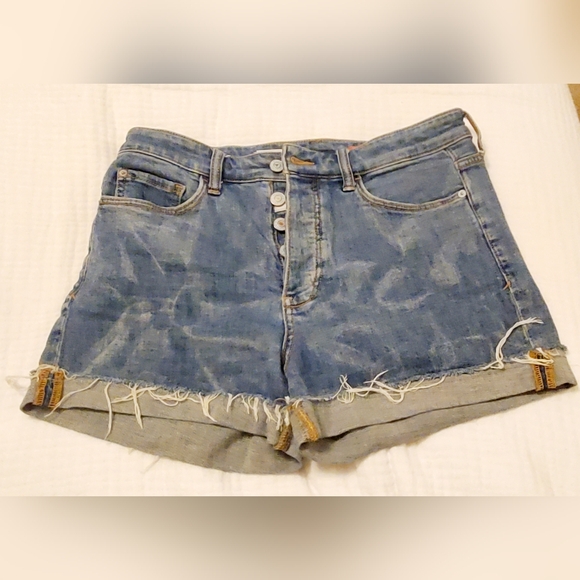 SZ 28 PILCRO BUTTON DOWN DENIM ROLLUP SHORTS FROM ANTHROPOLOGIE - Picture 1 of 8